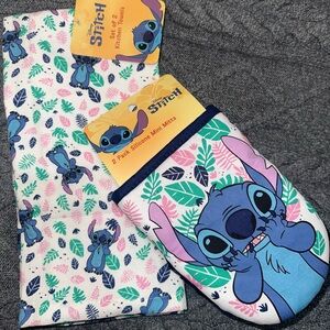 Disney Stitch Kitchen Towel and Mitt Set - Blue and Pink